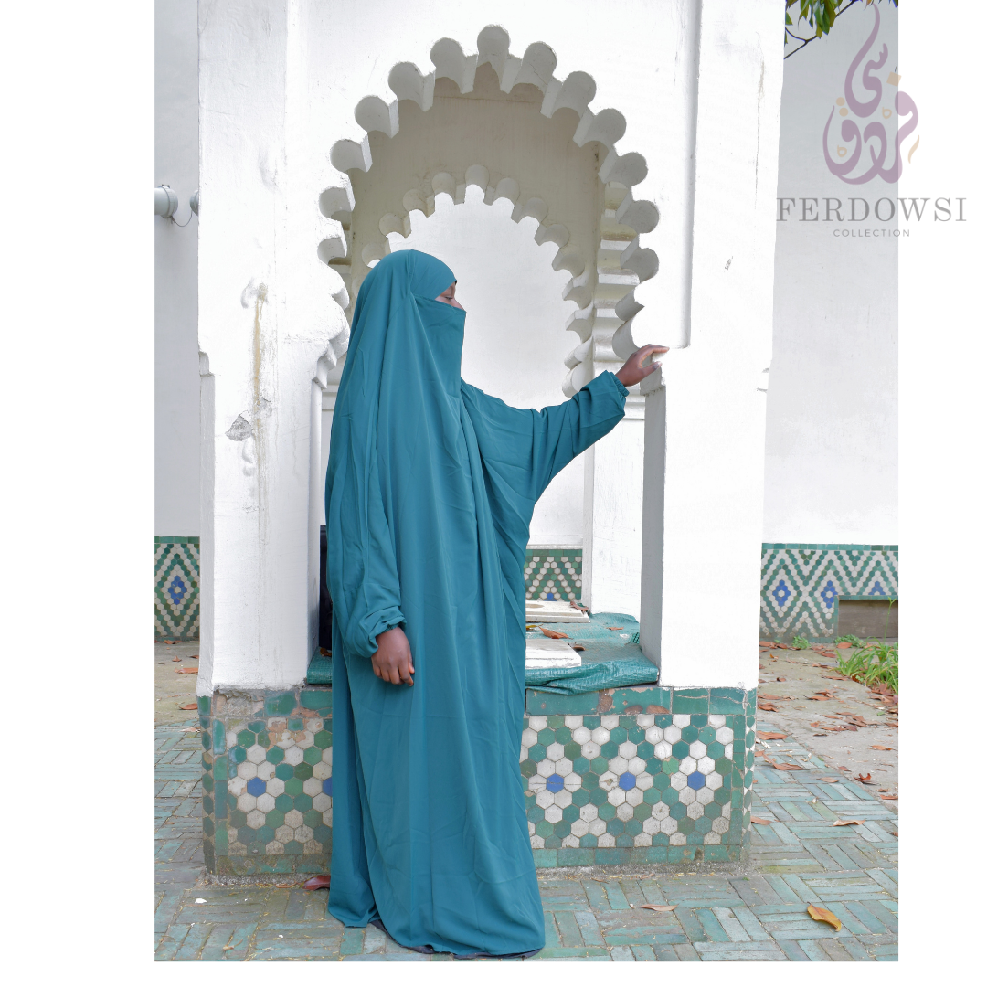 Jilbab store bleu turquoise