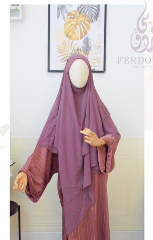 Triple Layer Chiffon Khimar- Soft Purple