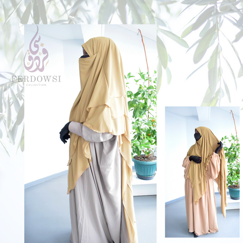 Triple Layer Chiffon Khimar- Camel
