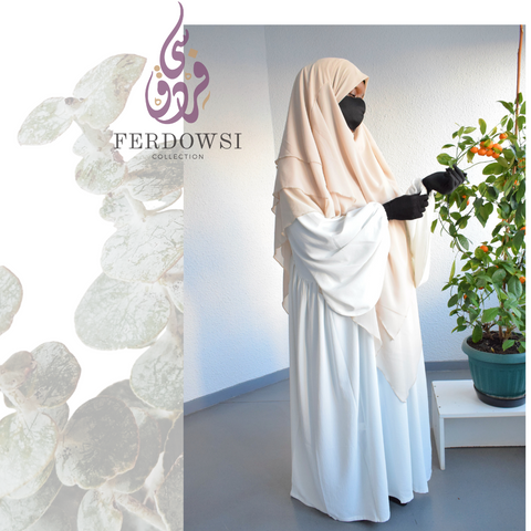 Triple Layer Chiffon Khimar- Cream