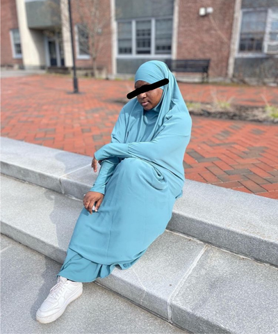 Jilbab Medina (Knit Sleeves)  - Aqua