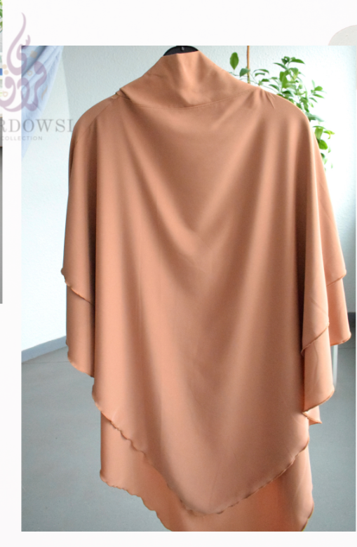 Double Layered Khimar Medina - Camel