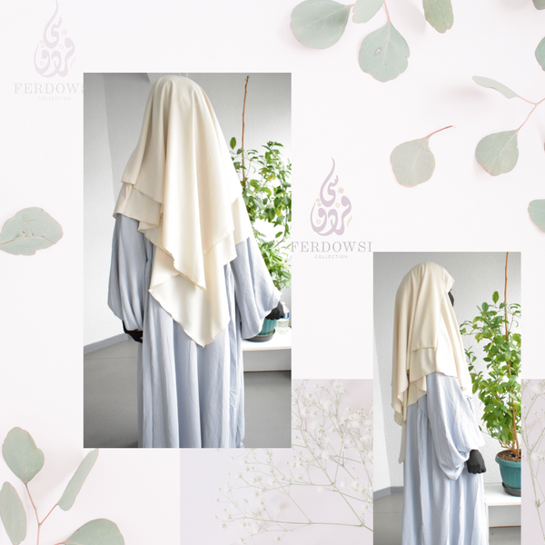 Double Layered Khimar Medina - Camel