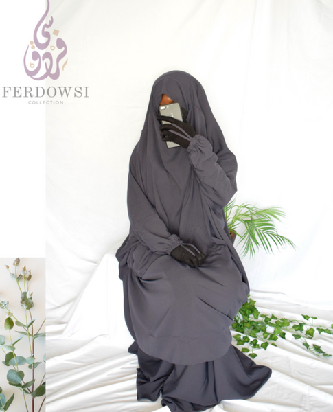 Jilbab Basic 2 piece - Dark Gray
