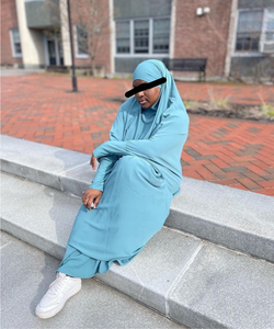 Jilbab Medina (Knit Sleeves)  - Aqua